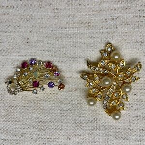 Two Costume Jewelry Brooches